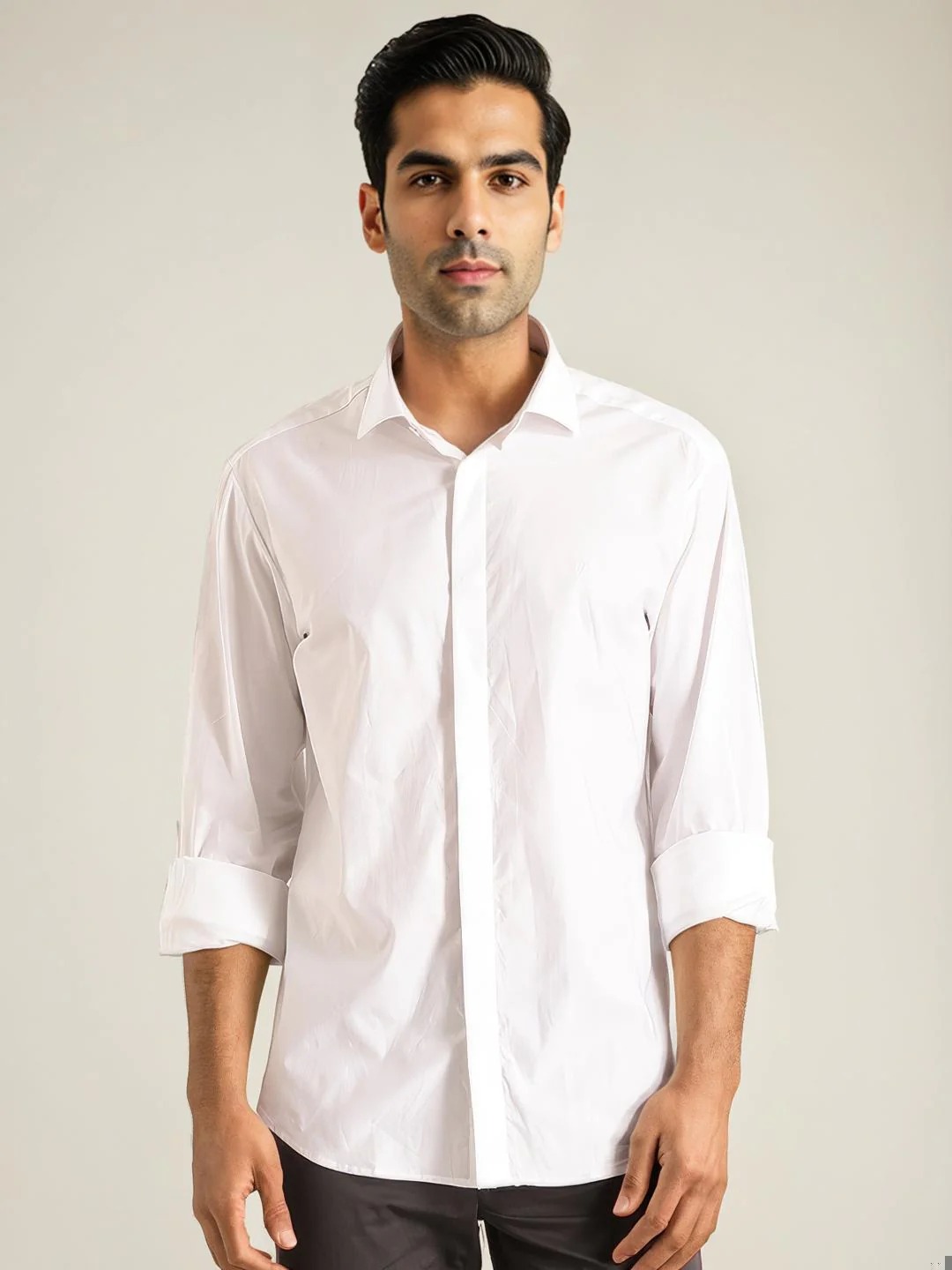 Indian Terrain Men Solid White Shirt